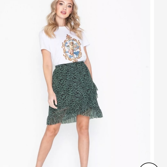 MSCH MOSS COPENHAGEN KALI MESH AOP RUFFLE GREEN MINI SKIRT WOMENS SZ EXTRA SMALL - Picture 4 of 16